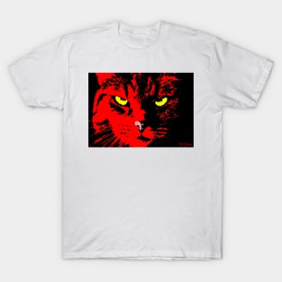 ANGRY CAT POP ART - RED YELLOW BLACK T-Shirt